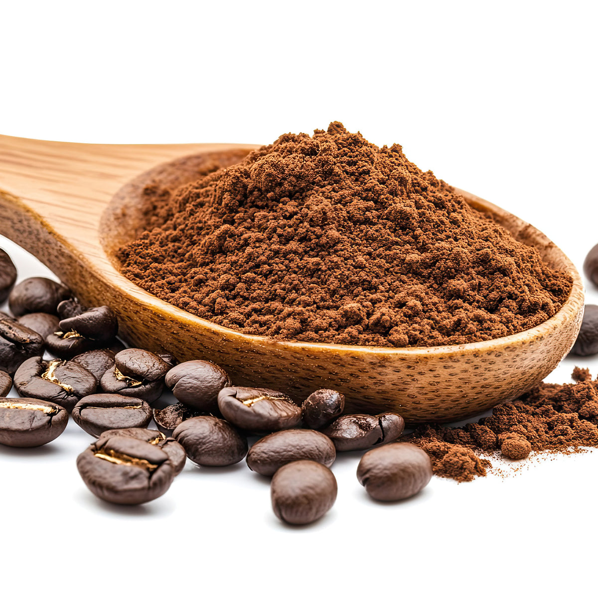 A spoon full of freeze-dried instant coffee